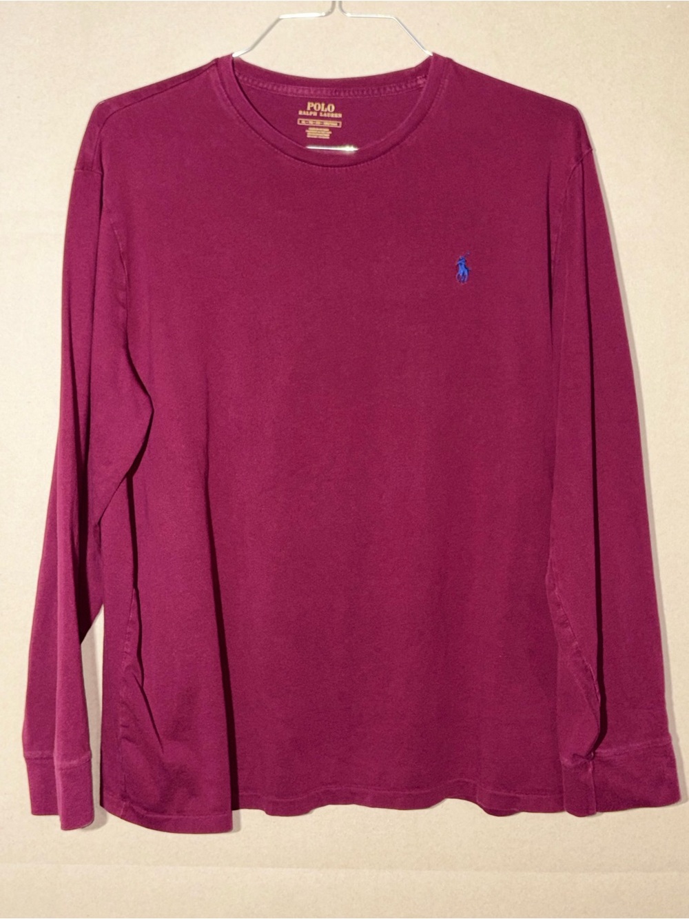 Polo by Ralph Lauren Long-Sleeve Crewneck in Deep Wine with Blue Pony Burgundy